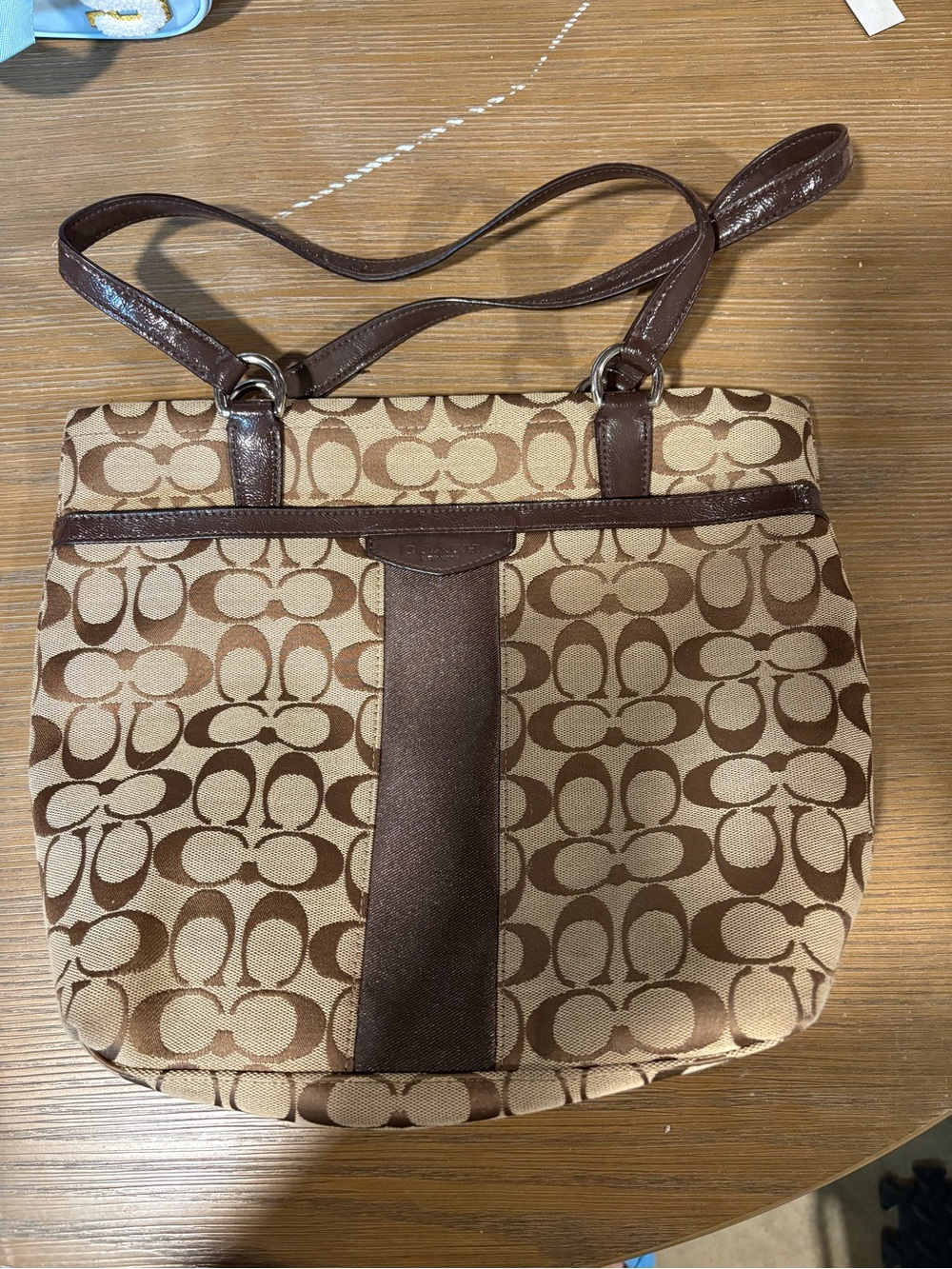 Coach Brown Signature Canvas Shoulder Bag